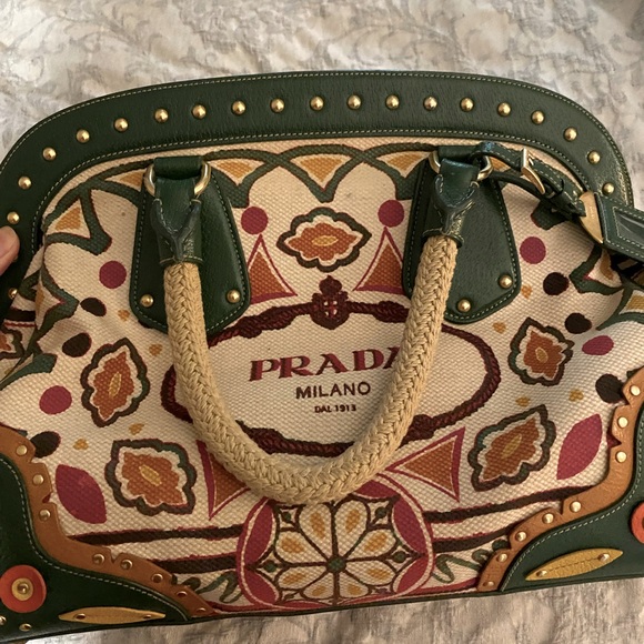 PRADA bag RARE authentic canvas and leather - Picture 1 of 13